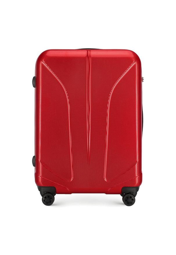 Wittchen - Duża walizka z polikarbonu żłobiona. Kolor: czerwony. Materiał: guma