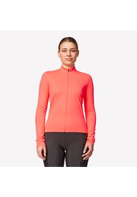 VAN RYSEL - Bluza rowerowa damska Triban 100. Kolor: wielokolorowy, czerwony, różowy. Materiał: poliester, materiał. Długość rękawa: długi rękaw. Długość: krótkie. Sezon: wiosna, jesień. Sport: kolarstwo