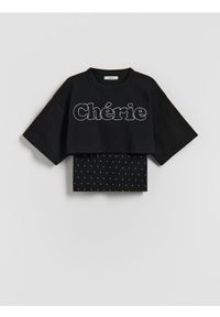 Reserved - Bluzka z topem - czarny. Kolor: czarny. Materiał: bawełna #1