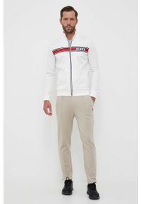 Guess bluza męska kolor biały wzorzysta. Kolor: biały. Materiał: dzianina. Wzór: aplikacja #2