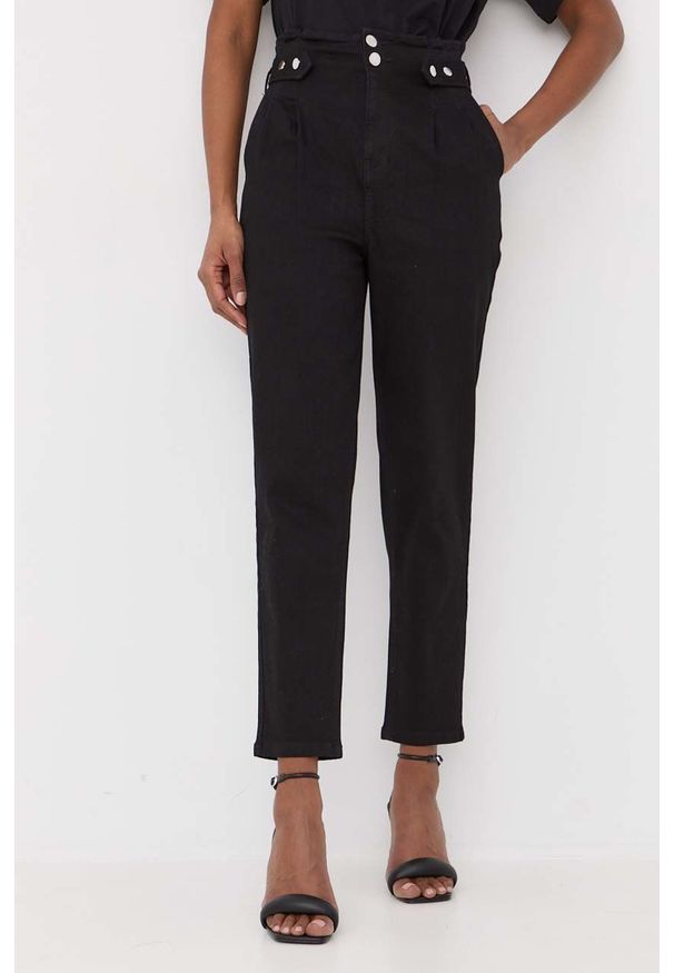 Morgan jeansy damskie kolor czarny high waist. Stan: podwyższony. Kolor: czarny