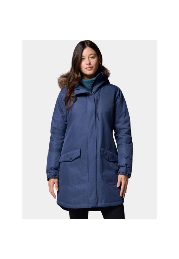 columbia - Płaszcz Zimowy Damski Columbia Suttle Mountain. Kolor: niebieski. Materiał: puch. Sezon: zima. Sport: turystyka piesza