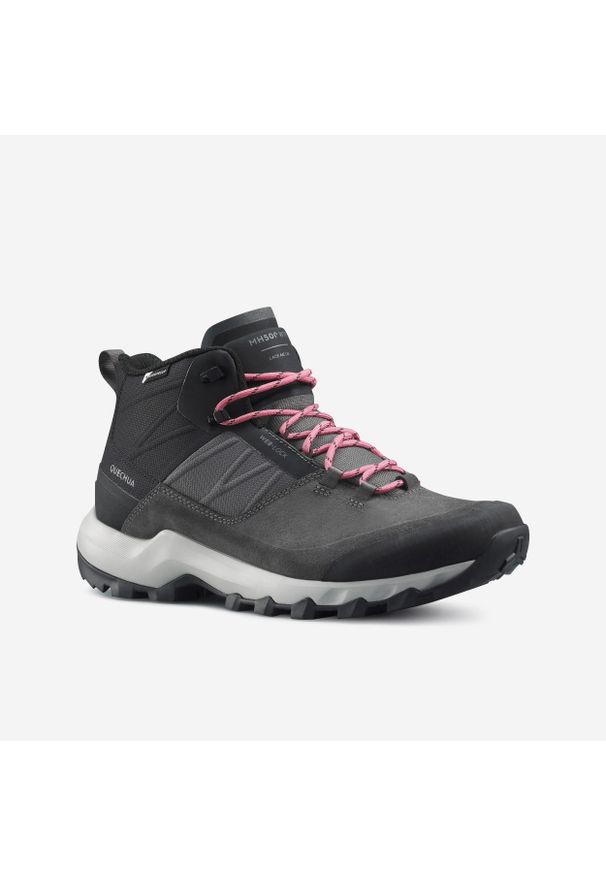 quechua - Buty turystyczne damskie Quechua MH500 Mid wodoodporne. Kolor: szary, czarny, brązowy, wielokolorowy. Materiał: kauczuk. Szerokość cholewki: normalna. Styl: sportowy
