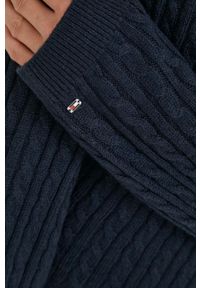 TOMMY HILFIGER - Tommy Hilfiger sweter wełniany damski kolor granatowy lekki. Kolor: niebieski. Materiał: wełna. Długość rękawa: długi rękaw. Długość: długie. Wzór: ze splotem #3