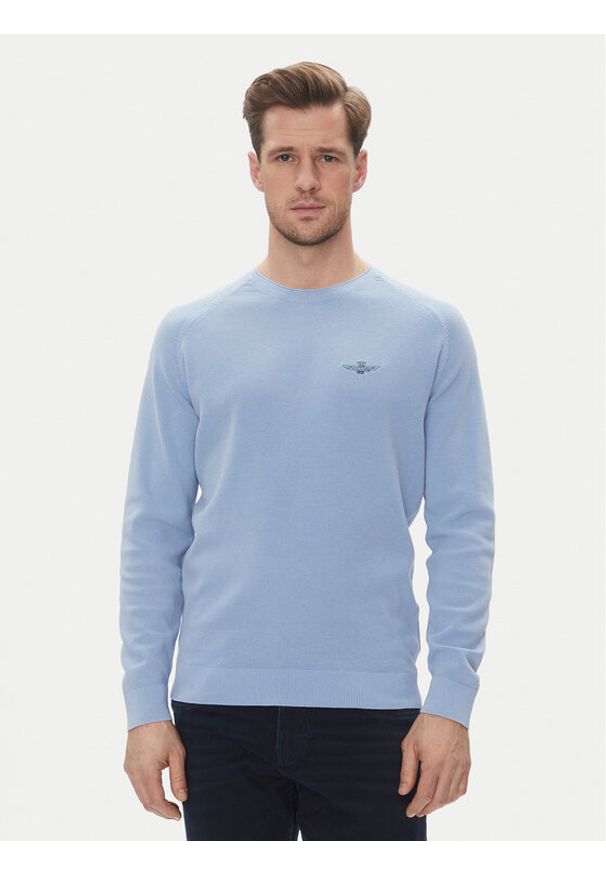 Aeronautica Militare Sweter 251MA1556L560 Błękitny Regular Fit. Kolor: niebieski. Materiał: bawełna