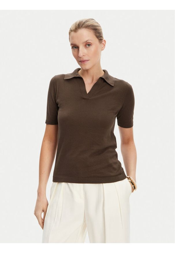 Weekend Max Mara Polo Roncolo 2525366071 Brązowy Regular Fit. Typ kołnierza: polo. Kolor: brązowy. Materiał: bawełna