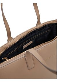 TOMMY HILFIGER - Tommy Hilfiger Torebka Th Logotape Tote AW0AW17449 Beżowy. Kolor: beżowy. Materiał: skórzane #4
