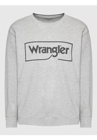 Wrangler - WRANGLER FRAME LOGO CREW MĘSKA BLUZA NADRUK MID GREY W662HAX37. Wzór: nadruk