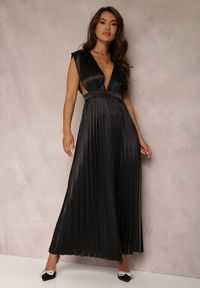 Renee - Czarna Sukienka Lasthia. Kolor: czarny. Długość rękawa: na ramiączkach. Wzór: aplikacja. Styl: elegancki. Długość: maxi #3