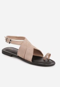Born2be - Ciemnobeżowe Płaskie Sandały VICES z Imitacji Zamszu z Paskiem na Duży Palec Zepae. Okazja: do pracy, na co dzień. Zapięcie: pasek. Kolor: beżowy. Materiał: zamsz. Sezon: lato. Styl: elegancki, klasyczny, casual #5