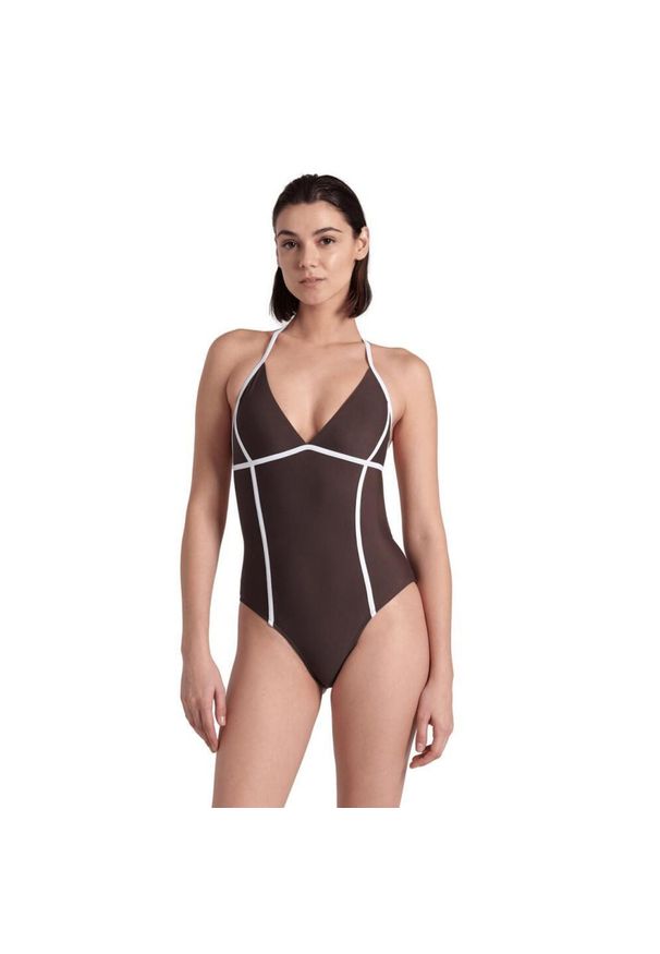 Strój kąpielowy damski na basen Arena Women's ProFile Tie Back. Kolor: wielokolorowy, brązowy, biały