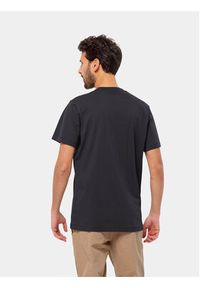 Jack Wolfskin T-Shirt Essential Logo T 1809591 Czarny Regular Fit. Kolor: czarny. Materiał: bawełna