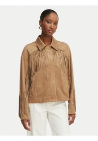 Guess Kurtka z imitacji skóry W6GL45 W2466 Brązowy jasny Regular Fit. Kolor: brązowy. Materiał: syntetyk #1