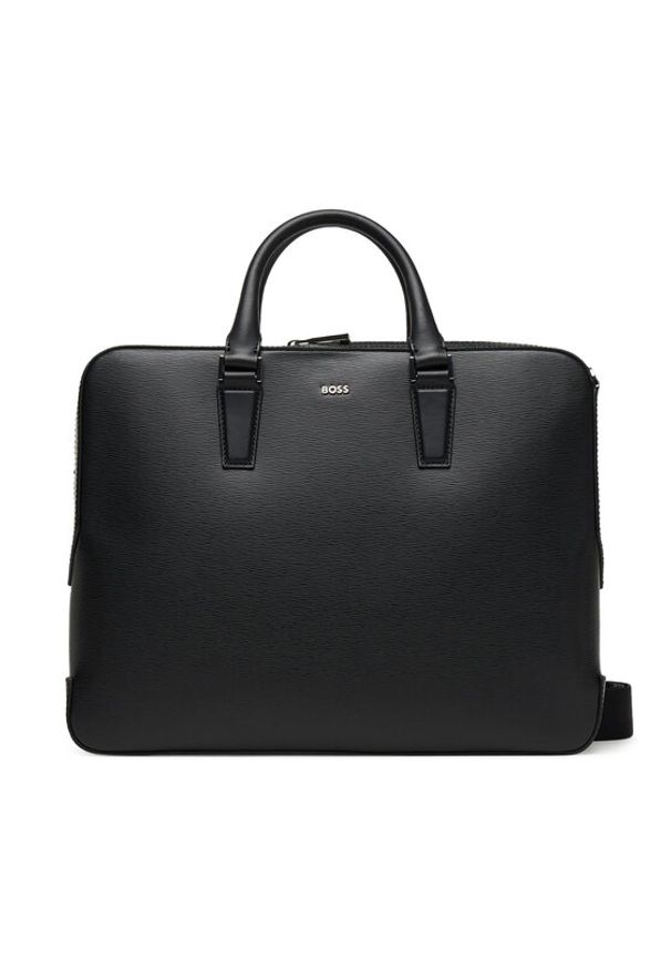 BOSS Torba na laptopa 50548265 Czarny. Kolor: czarny. Materiał: skóra