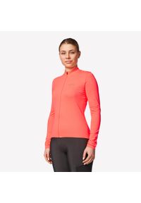 VAN RYSEL - Bluza rowerowa damska Triban 100. Kolor: wielokolorowy, czerwony, różowy. Materiał: poliester, materiał. Długość rękawa: długi rękaw. Długość: krótkie. Sezon: wiosna, jesień. Sport: kolarstwo #2