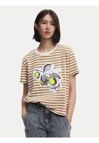Desigual T-Shirt Lemon 25SWTKAE Beżowy Regular Fit. Kolor: beżowy. Materiał: bawełna