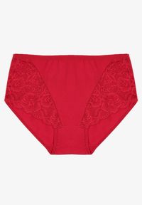 Born2be - Bordowe Bawełniane Majtki Figi z Koronką Idiana. Kolekcja: plus size. Kolor: czerwony. Materiał: koronka, bawełna. Wzór: koronka
