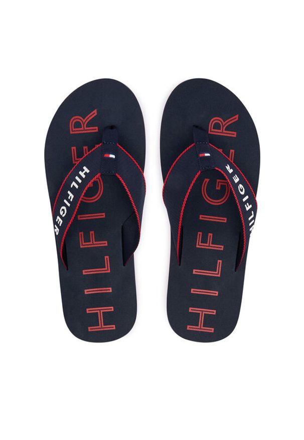 TOMMY HILFIGER - Tommy Hilfiger Japonki Sporty Hilfiger Beach Sandal FM0FM05913 Granatowy. Kolor: niebieski. Materiał: materiał. Styl: sportowy
