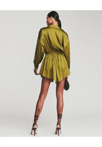 RETROFETE - Zielonka sukienka z jedwabiu. Kolor: zielony. Materiał: jedwab. Typ sukienki: asymetryczne. Styl: klasyczny. Długość: mini #7