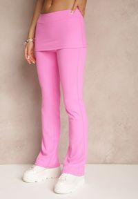 Renee - Różowy Komplet w Sportowym Stylu Dzwony z Wywijanym Pasem i T-shirt Silfina. Kolor: różowy. Materiał: materiał #4