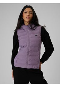 4f - 4F Bezrękawnik z wypełnieniem syntetycznym damski - fioletowy XXL. Kolor: fioletowy. Materiał: syntetyk. Długość rękawa: bez rękawów. Wzór: gładki #1