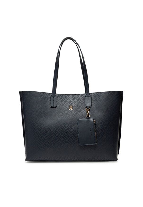 TOMMY HILFIGER - Tommy Hilfiger Torebka Th Distinct Tote Mono AW0AW17195 Granatowy. Kolor: niebieski. Materiał: skórzane