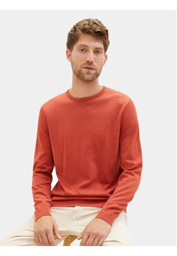 Tom Tailor Sweter 1027661 Czerwony Regular Fit. Kolor: czerwony. Materiał: bawełna