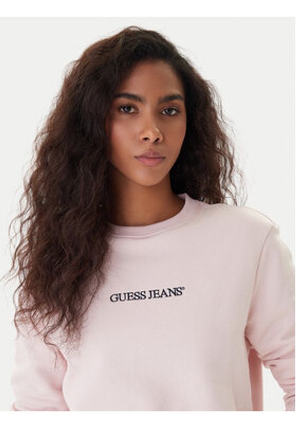 Guess Jeans Bluza W4YQ10 KC811 Różowy Classic Fit. Kolor: różowy. Materiał: bawełna
