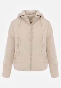 Born2be - Ciemnobeżowa Kurtka Pikowana z Materiałowym Kapturem Odpinanym Jasilea. Okazja: na co dzień. Kolor: beżowy. Materiał: materiał. Styl: casual #8