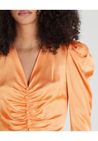 Patrizia Pepe - PATRIZIA PEPE - Pomarańczowa sukienka z bufiastymi rękawami. Kolor: pomarańczowy. Materiał: wiskoza. Długość: midi #4