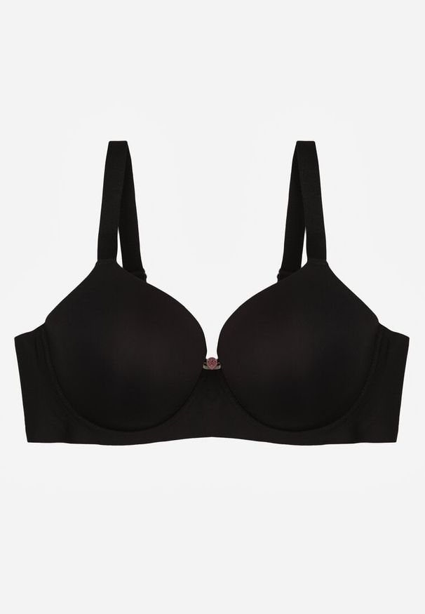 Born2be - Czarny Gładki Biustonosz Klasyczny Idahlina. Kolor: czarny. Wzór: gładki