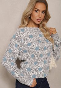 Renee - Czarny Klasyczny Sweter w Grochy o Prostym Kroju Mazzina. Kolor: czarny. Wzór: grochy. Styl: klasyczny #3