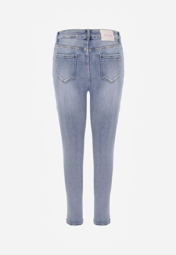 Born2be - Niebieskie Dopasowane Bawełniane Jeansy Neviline. Okazja: na co dzień. Kolor: niebieski. Styl: casual, klasyczny