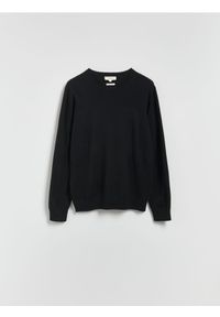 Reserved - Sweter z wełny merino - czarny. Kolor: czarny. Materiał: wełna