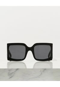 CELINE - Okulary przeciwsłoneczne. Kształt: prostokątne. Kolor: czarny. Materiał: materiał. Wzór: aplikacja #2