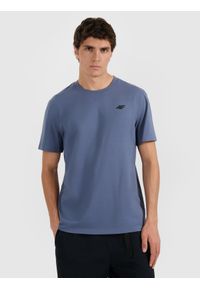 4f - 4F T-shirt regular gładki męski - granatowy S. Okazja: na co dzień. Kolor: niebieski. Materiał: materiał, bawełna. Wzór: gładki. Styl: casual
