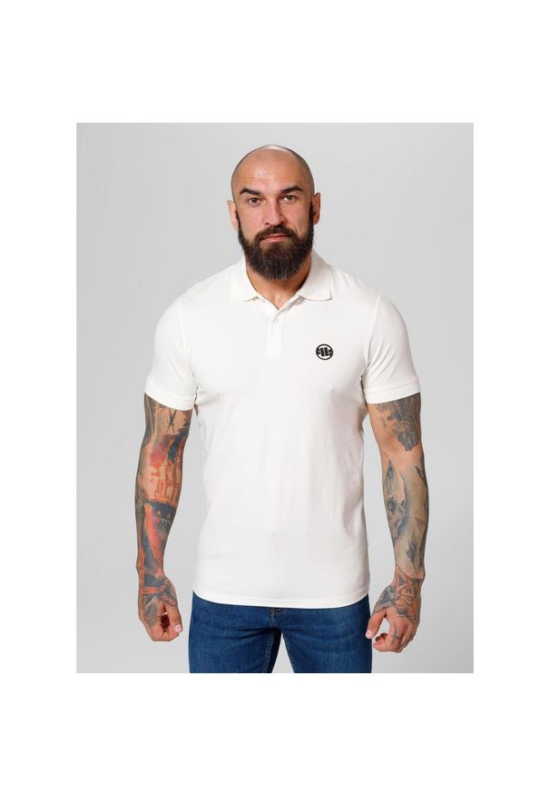 PITBULL - Koszulka Polo bawełniana klasyczna Jersey Slim Fit Small Logo. Typ kołnierza: polo. Kolor: biały. Materiał: jersey, bawełna. Styl: klasyczny