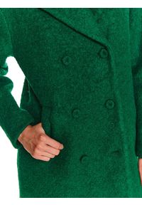 TOP SECRET - Wełniany dwurzędowy płaszcz. Kolor: zielony. Materiał: wełna #8