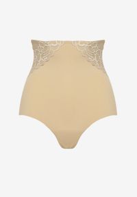 Renee - Beżowe Majtki Modelujące High Waist Savirolle. Stan: podwyższony. Kolor: beżowy. Materiał: jeans