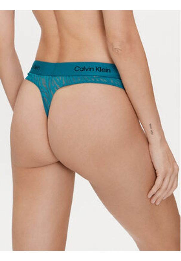 Calvin Klein Underwear Stringi 000QF7378E Zielony. Kolor: zielony. Materiał: syntetyk