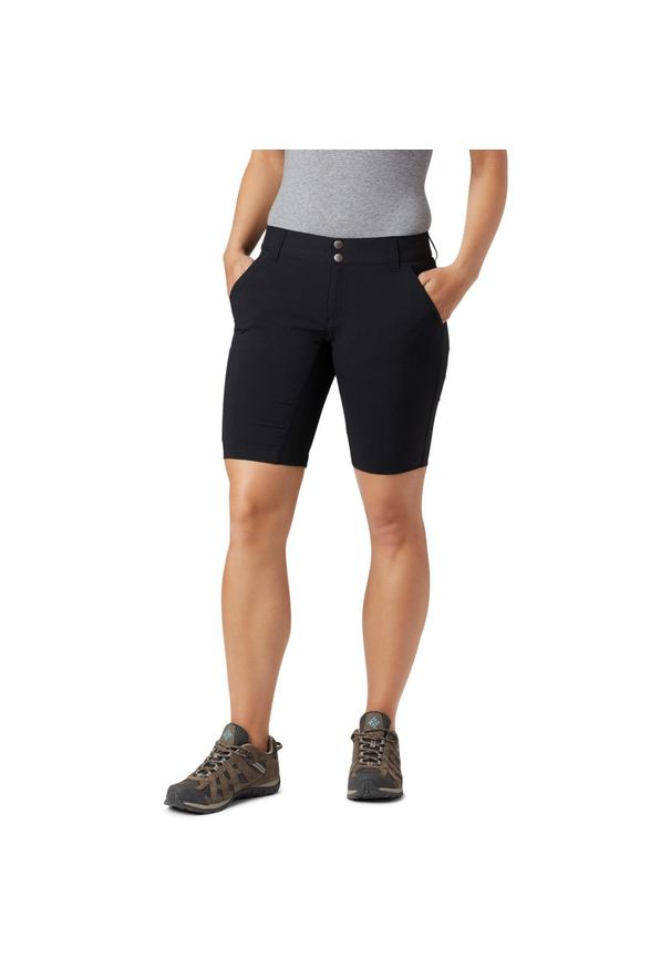 columbia - Krótkie spodenki turystyczne damskie Columbia Saturday Trail Long Short. Kolor: czarny. Długość: krótkie. Sport: turystyka piesza