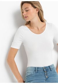 bonprix - Body z krótkim rękawem, z bawełny. Kolor: biały. Materiał: bawełna. Długość: krótkie #2
