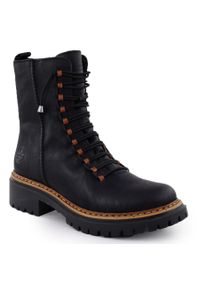 Botki damskie workery czarne Rieker 72653-00. Kolor: czarny. Materiał: skóra ekologiczna #1