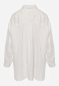 Born2be - Biała Wiskozowa Koszula z Dodatkiem Lnu z Tkaniny Strukturalnej Noma. Okazja: na co dzień. Kolor: biały. Materiał: tkanina, wiskoza, len. Styl: casual #5