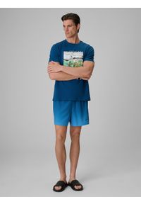 4f - 4F T-shirt regular z nadrukiem męski - turkusowy XL. Okazja: na co dzień. Kolor: turkusowy. Materiał: bawełna, dzianina. Wzór: nadruk. Styl: klasyczny, wakacyjny, casual #2