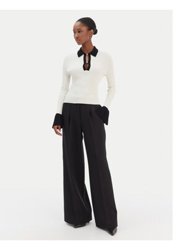 Hugo - HUGO Sweter Sharro 50542608 Beżowy Slim Fit. Kolor: beżowy. Materiał: wiskoza