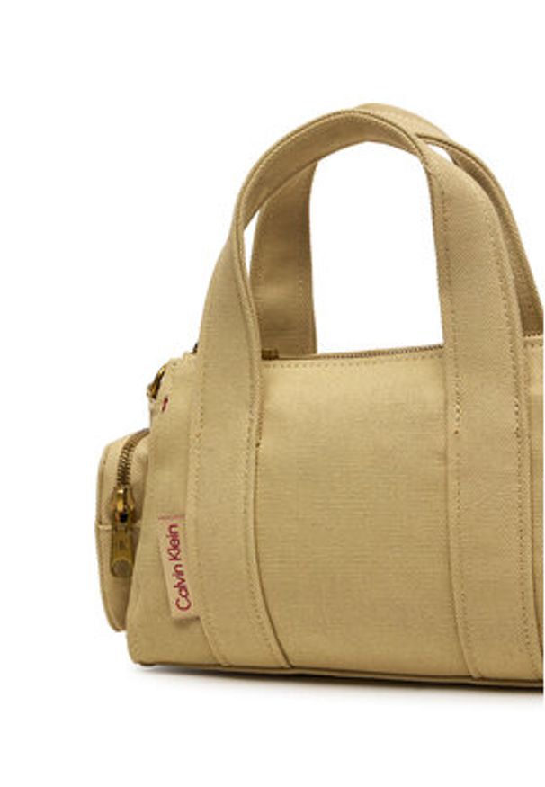 Calvin Klein Torebka Webbing Strap Canvas Pocket Bag LV04F3464G Beżowy. Kolor: beżowy