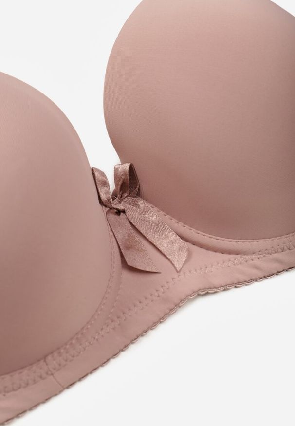 Born2be - Jasnofioletowy Gładki Biustonosz Zdobiony Kokardką Ocerien. Kolor: fioletowy. Materiał: koronka. Wzór: gładki, aplikacja