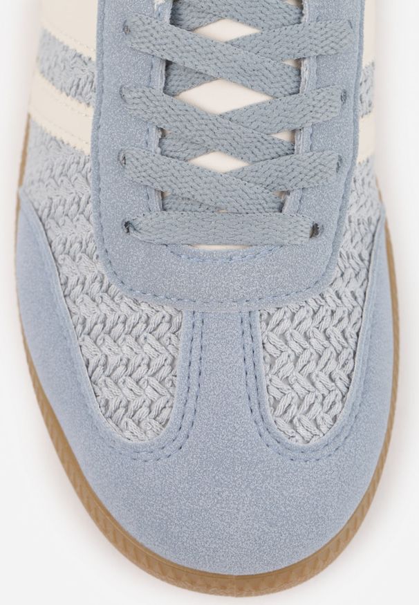 Renee - Niebieskie Sneakersy w Stylu Klasycznych Tenisówek z Cholewką z Plecionką Doriarissa. Okazja: na co dzień. Kolor: niebieski. Szerokość cholewki: normalna. Wzór: haft. Sezon: wiosna, lato