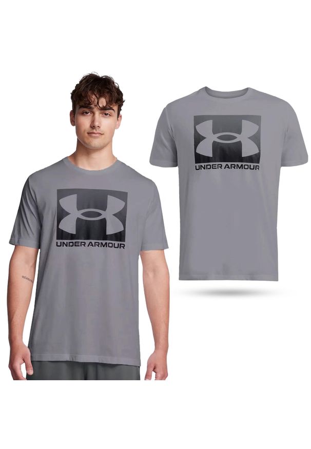 Koszulka fitness męska Under Armour Boxed Sports z krótkim rękawem. Kolor: szary. Długość rękawa: krótki rękaw. Długość: krótkie. Sport: fitness